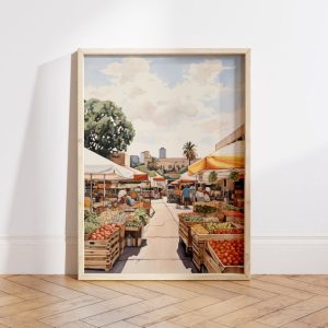 farmers market oil painting print