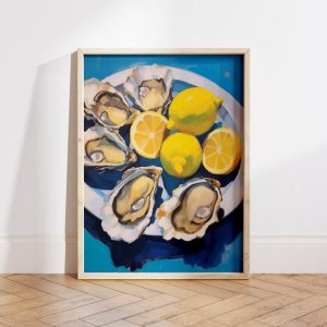 oyster and lemons kitchen print