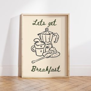 coffee & breakfast doodle print