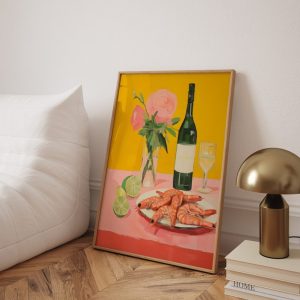 watercolor shrimp plate poster