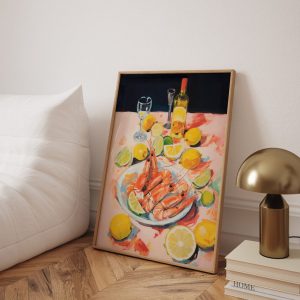 watercolor shrimp plate poster