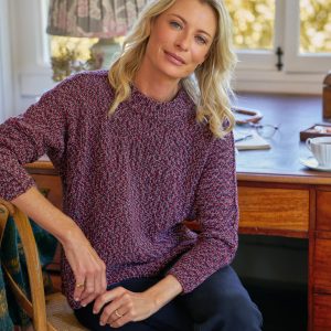 montecito sweater red and navy marl, pure italian cotton