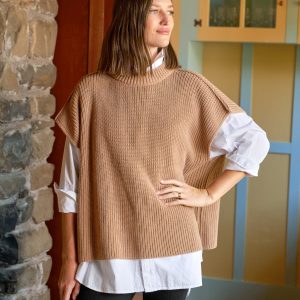 montecito vest camel, pure italian cotton