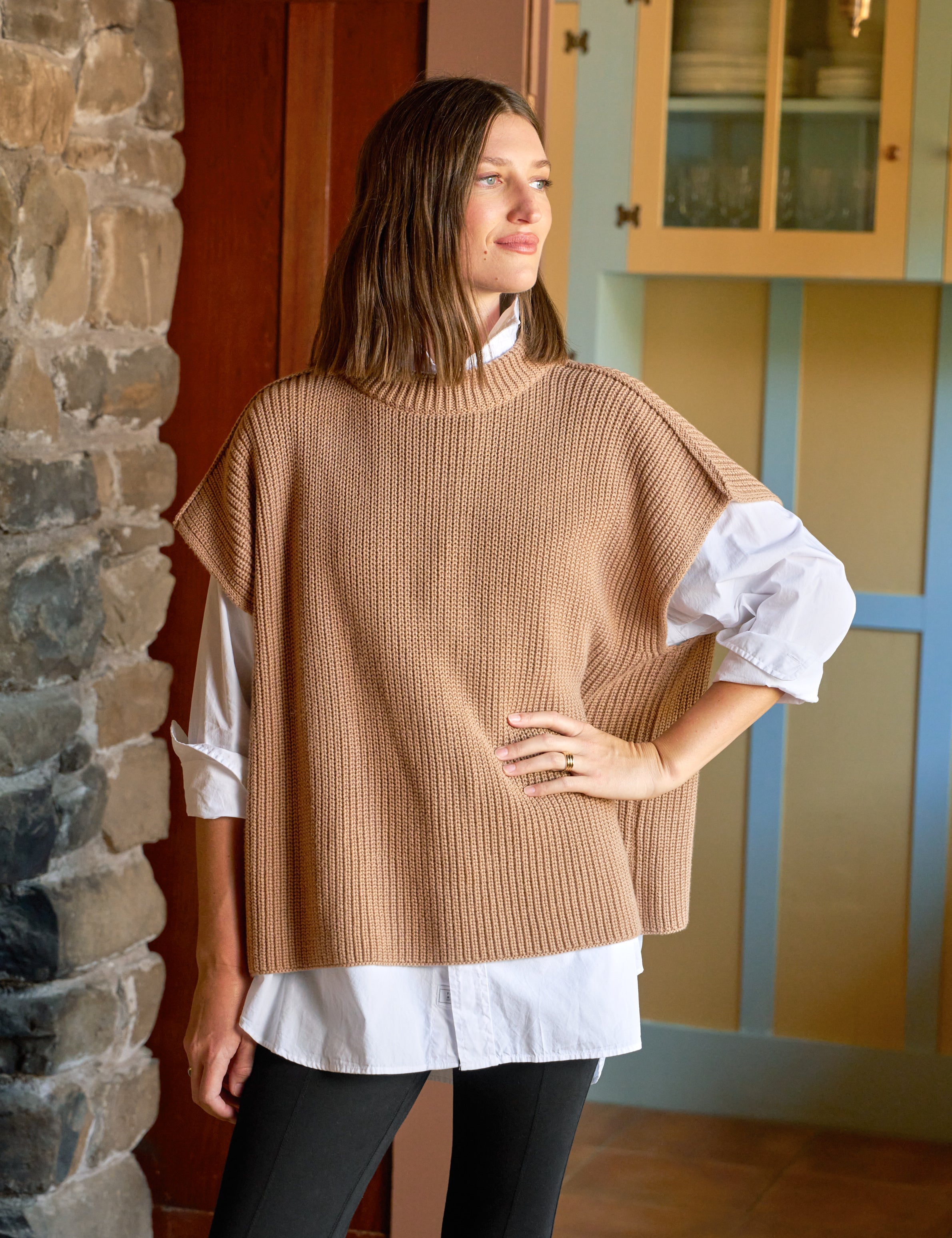 montecito vest camel, pure italian cotton montecito vest camel, pure italian cotton