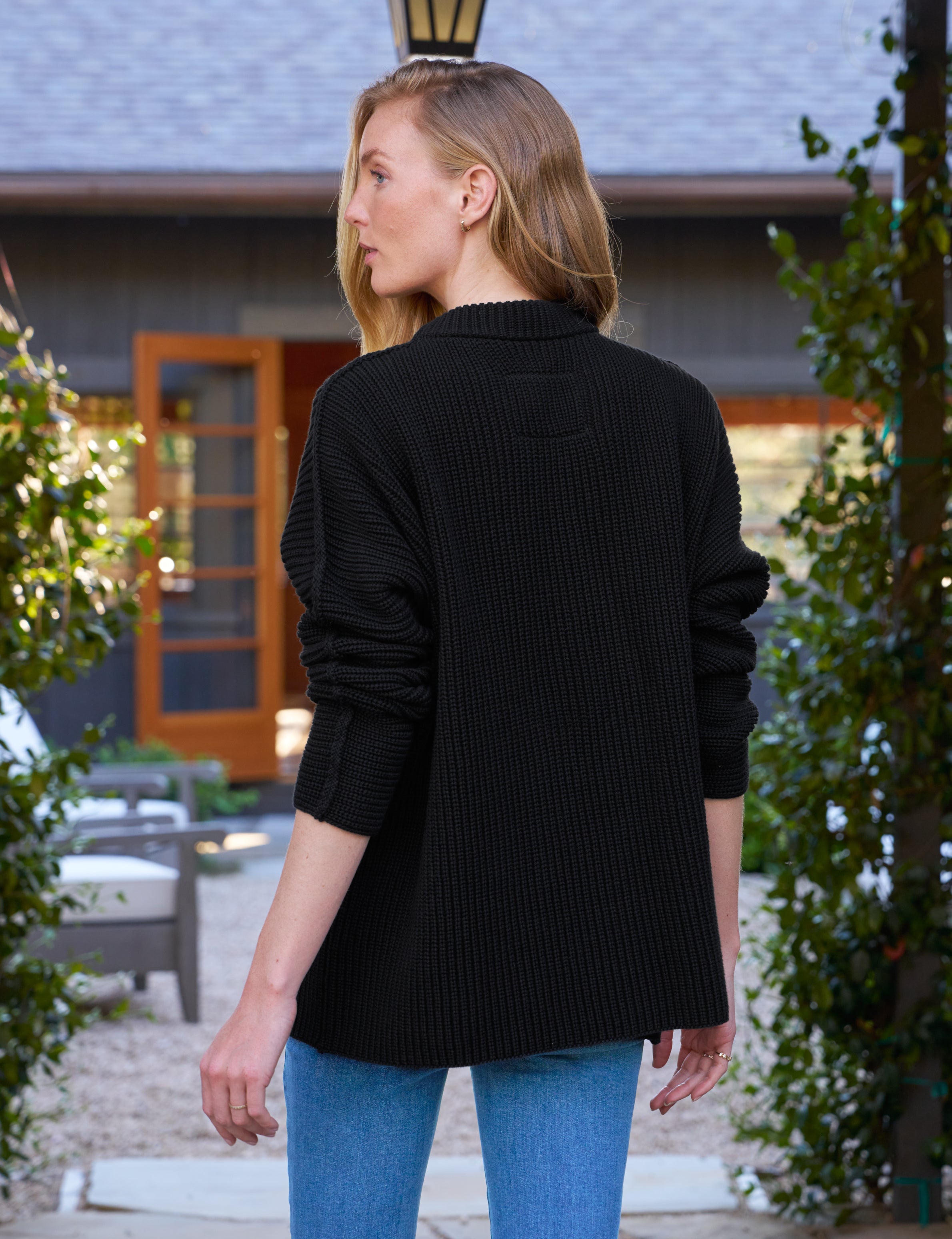 montecito sweater black, pure italian cotton montecito sweater black, pure italian cotton