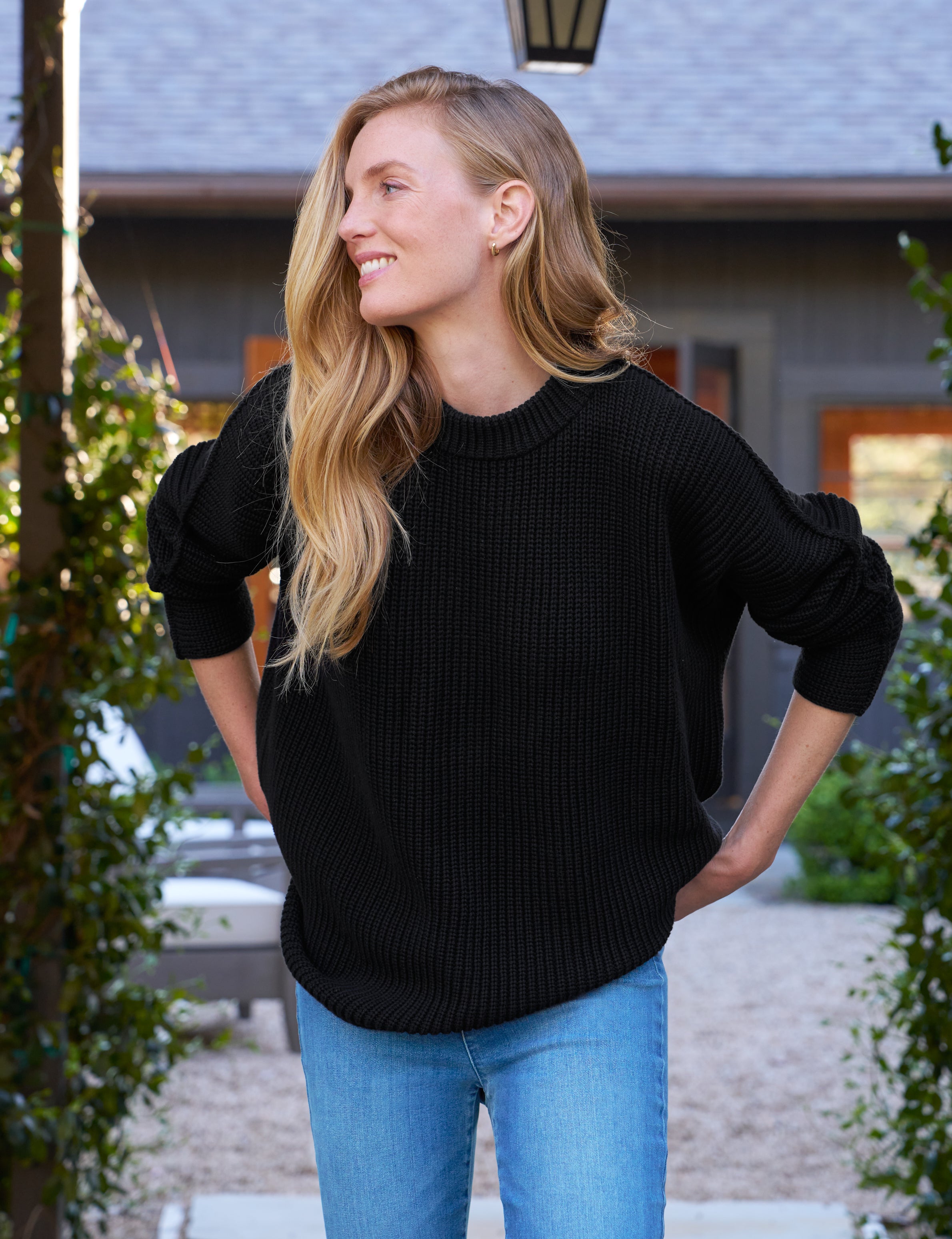 montecito sweater black, pure italian cotton montecito sweater black, pure italian cotton