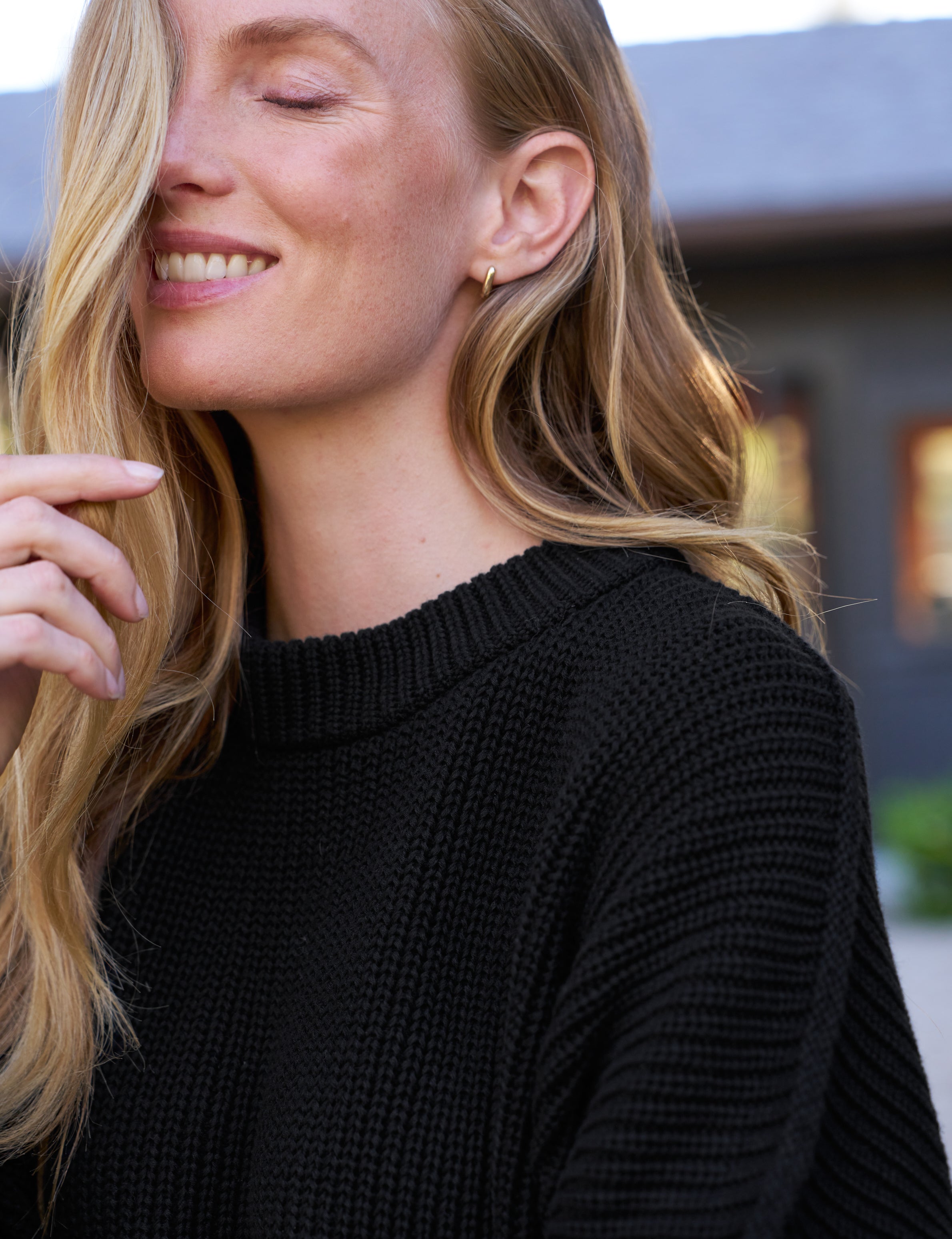 montecito sweater black, pure italian cotton montecito sweater black, pure italian cotton