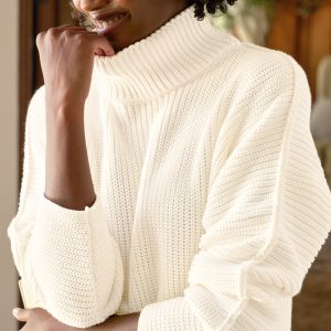 montecito turtleneck ivory, pure italian cotton