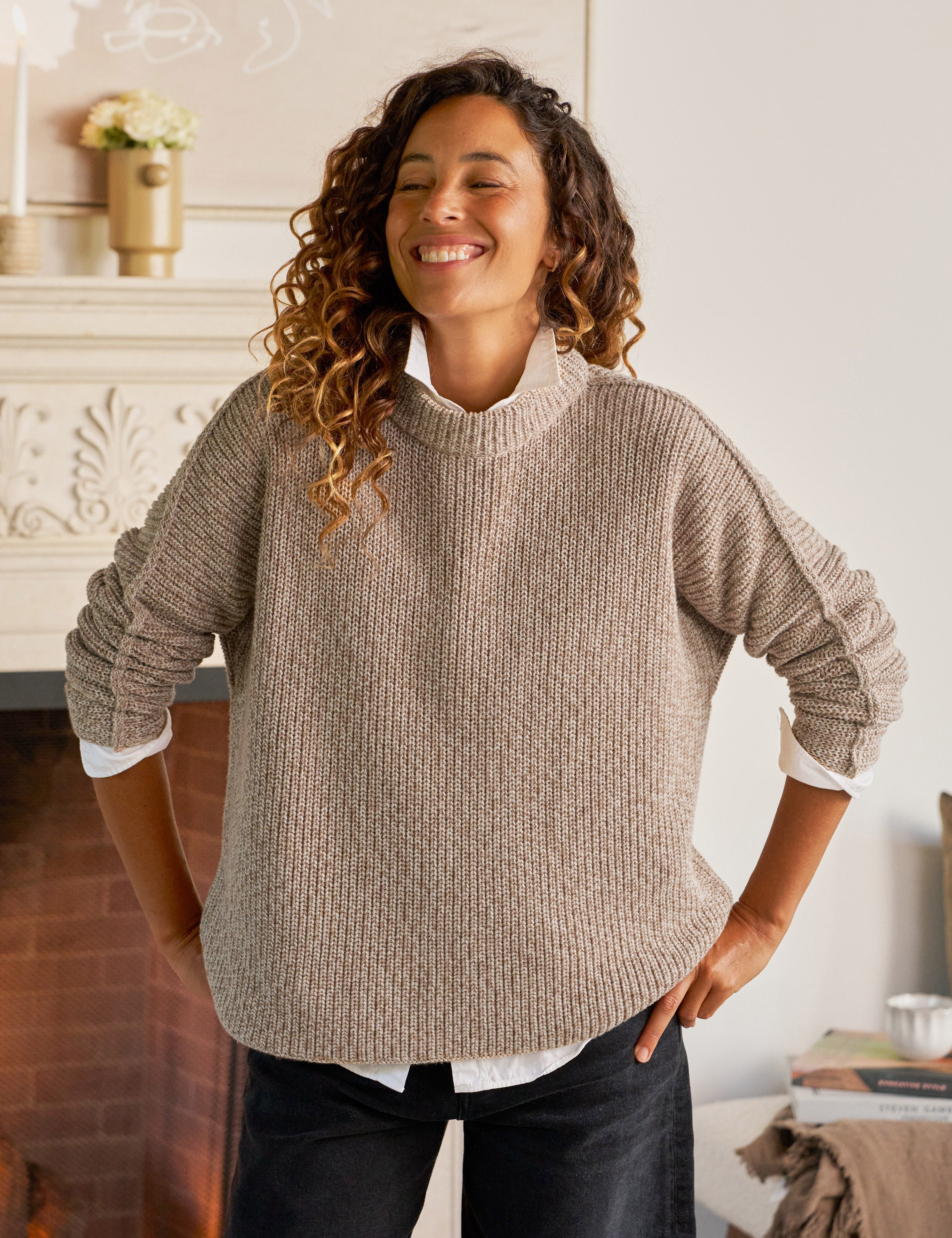 montecito sweater sandstone, pure italian cotton montecito sweater sandstone, pure italian cotton
