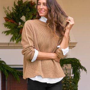 montecito sweater camel, pure italian cotton