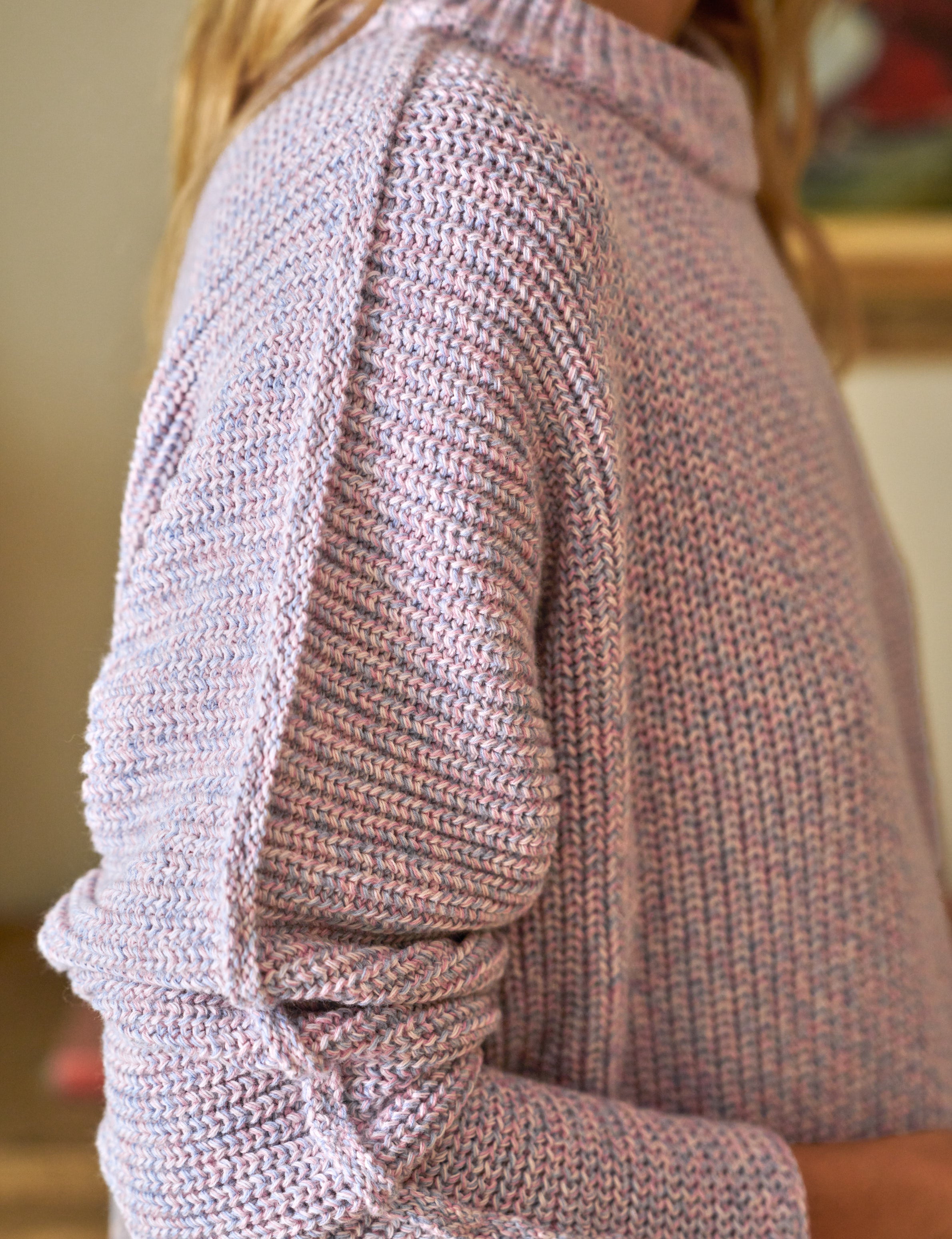 montecito sweater pink and blue marl, pure italian cotton montecito sweater pink and blue marl, pure italian cotton