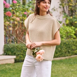 montecito vest sand, pure italian cotton