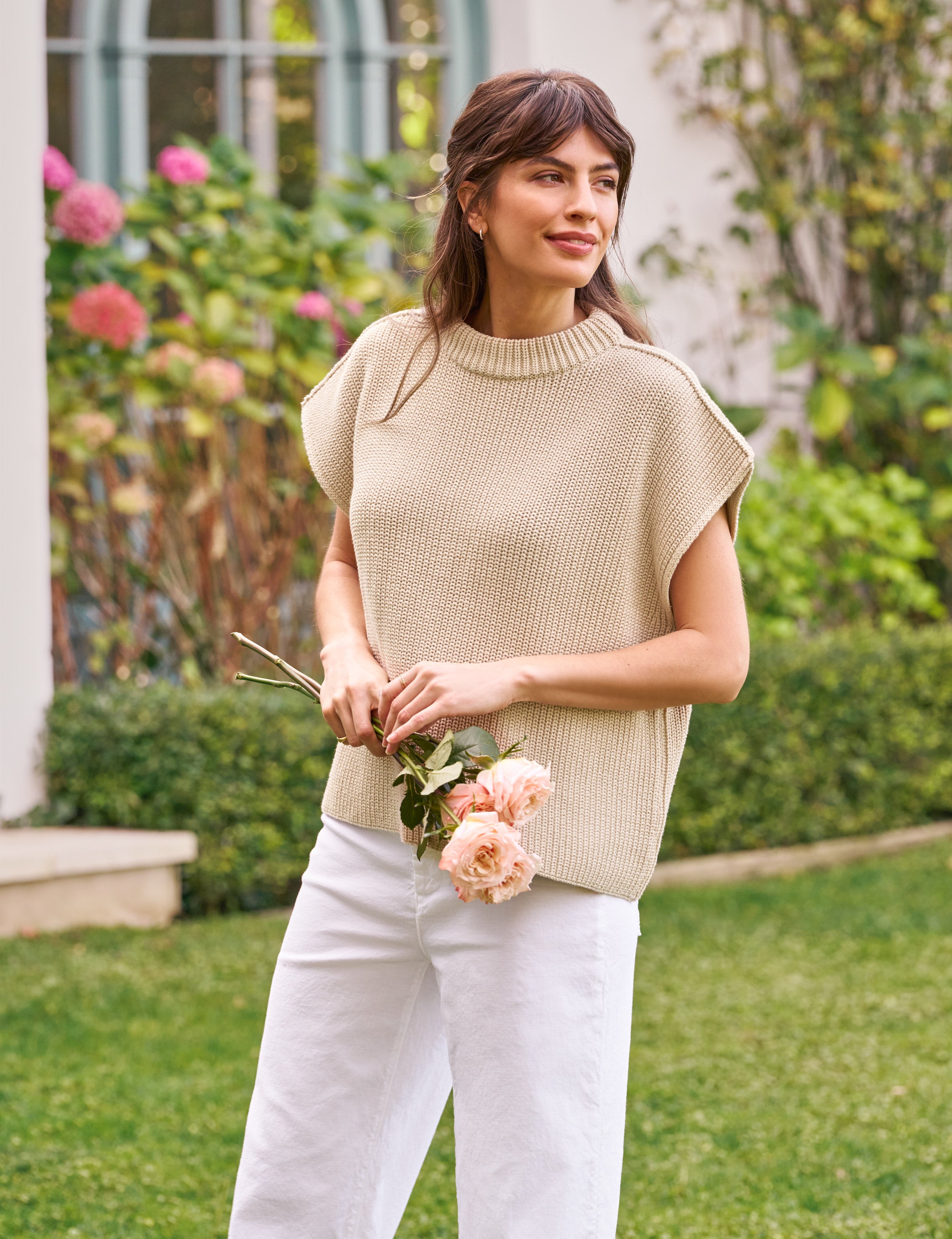 montecito vest sand, pure italian cotton montecito vest sand, pure italian cotton