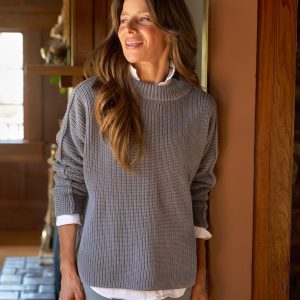 montecito sweater elephant, pure italian cotton