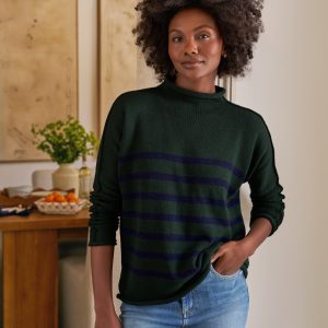 monterey green with navy stripe, pure italian cotton