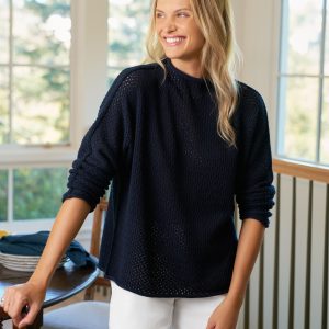 monterey pointelle marine, pure italian cotton