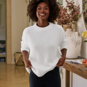 montecito sweater white, pure italian cotton