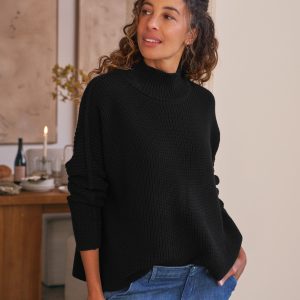 montecito turtleneck black, pure italian cotton