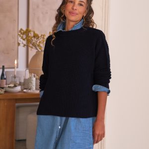 montecito sweater marine, pure italian cotton