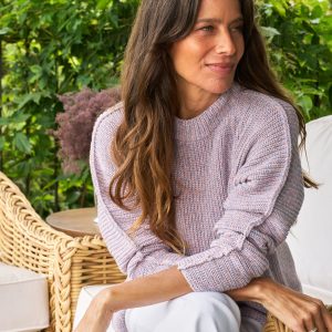 montecito sweater pink and blue marl, pure italian cotton